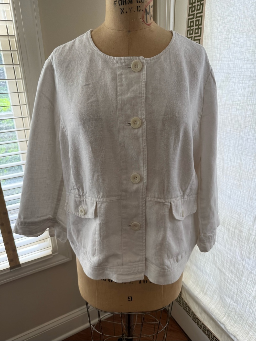 J. Jill White 100% Linen Button-Up Summer Jacket XL